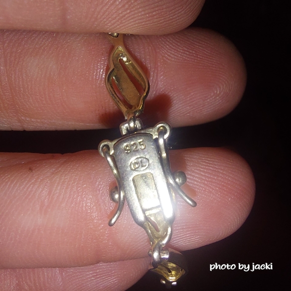 Gold over 925 Sterling Silver wave Bracelet accented w/diamonds - Picture 8 of 8